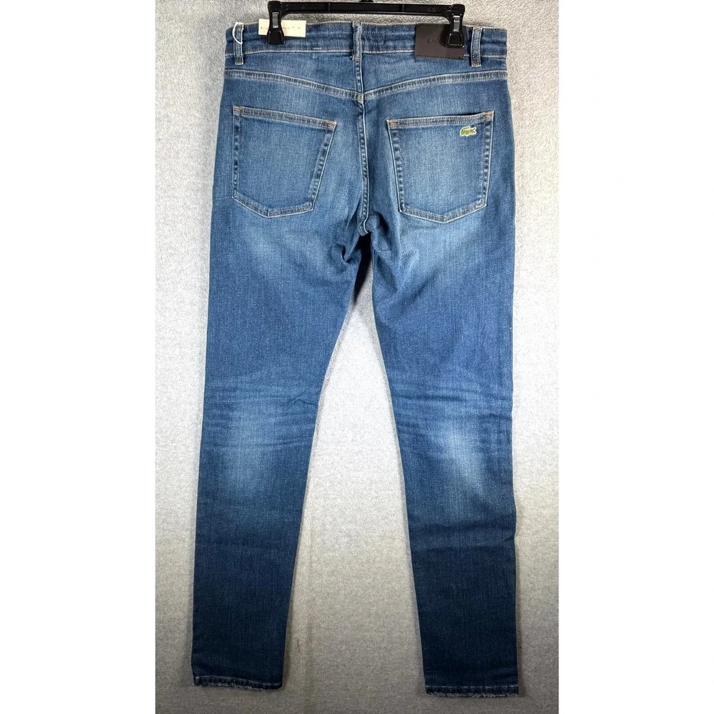 Lacoste Jeans Men's 33 X 34 Blue Denim Stretch Slim Fit Medium Wash Straight Leg